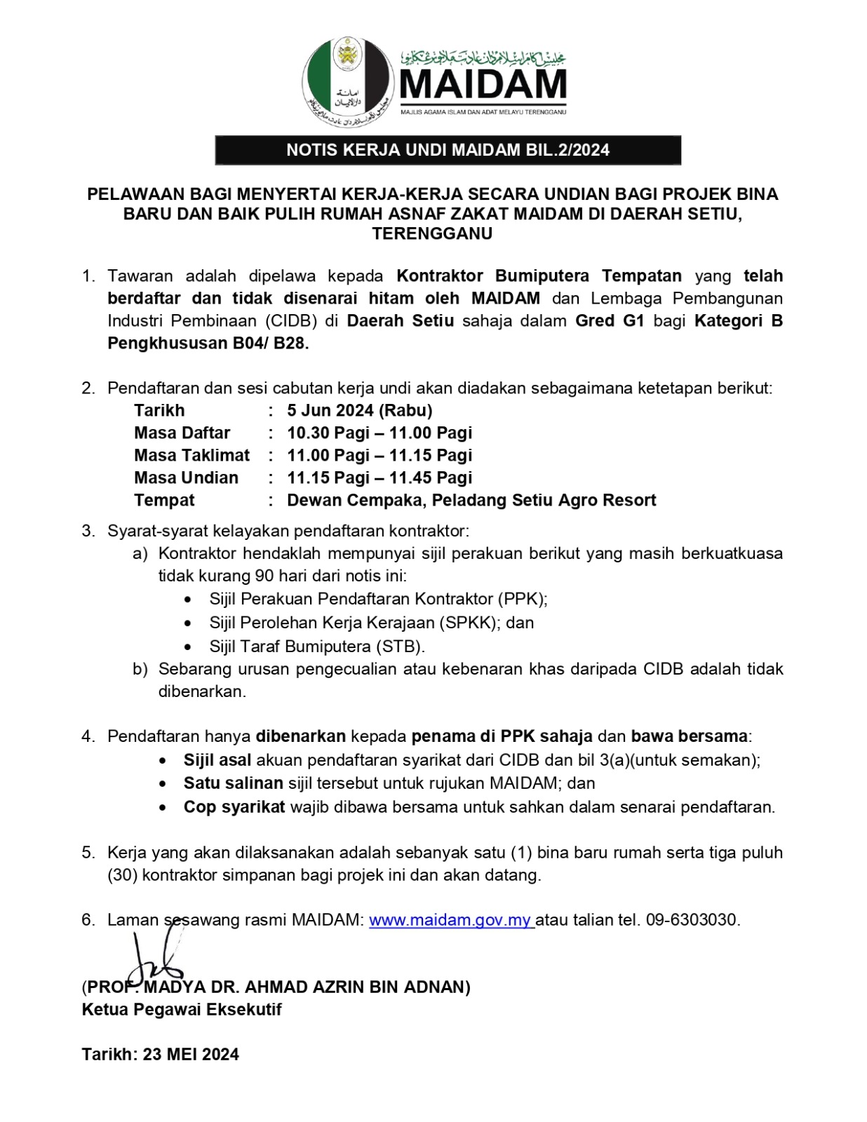 Undian bina baru setiu